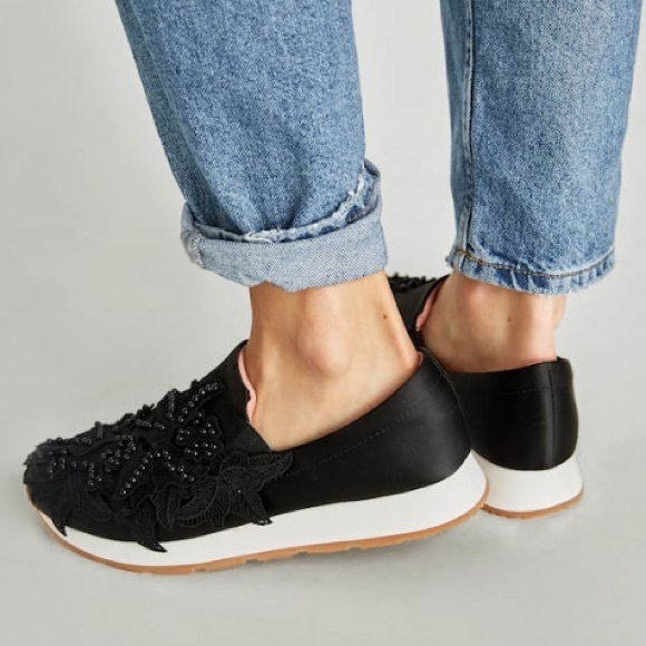 Zara Shoes - ZARA Sneakers with Floral Detail